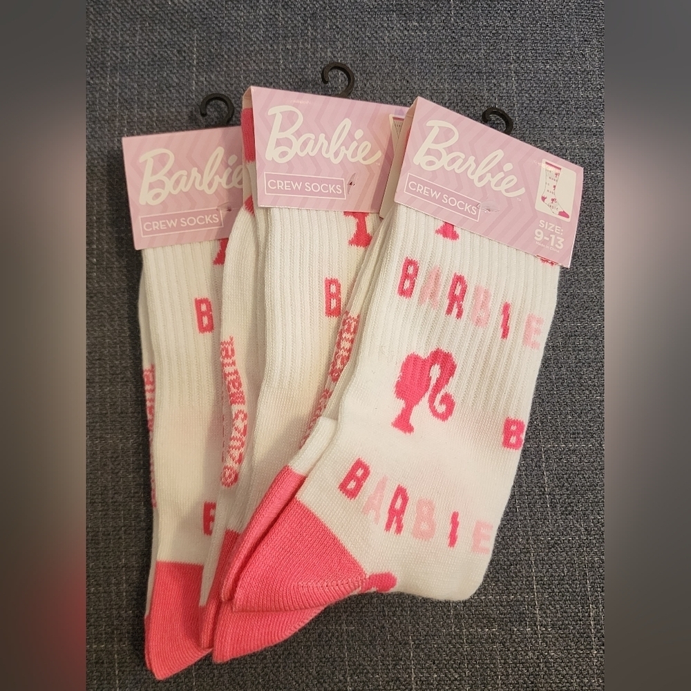 Barbie NWT Logo Crew Socks in Pink and White (price per socks)